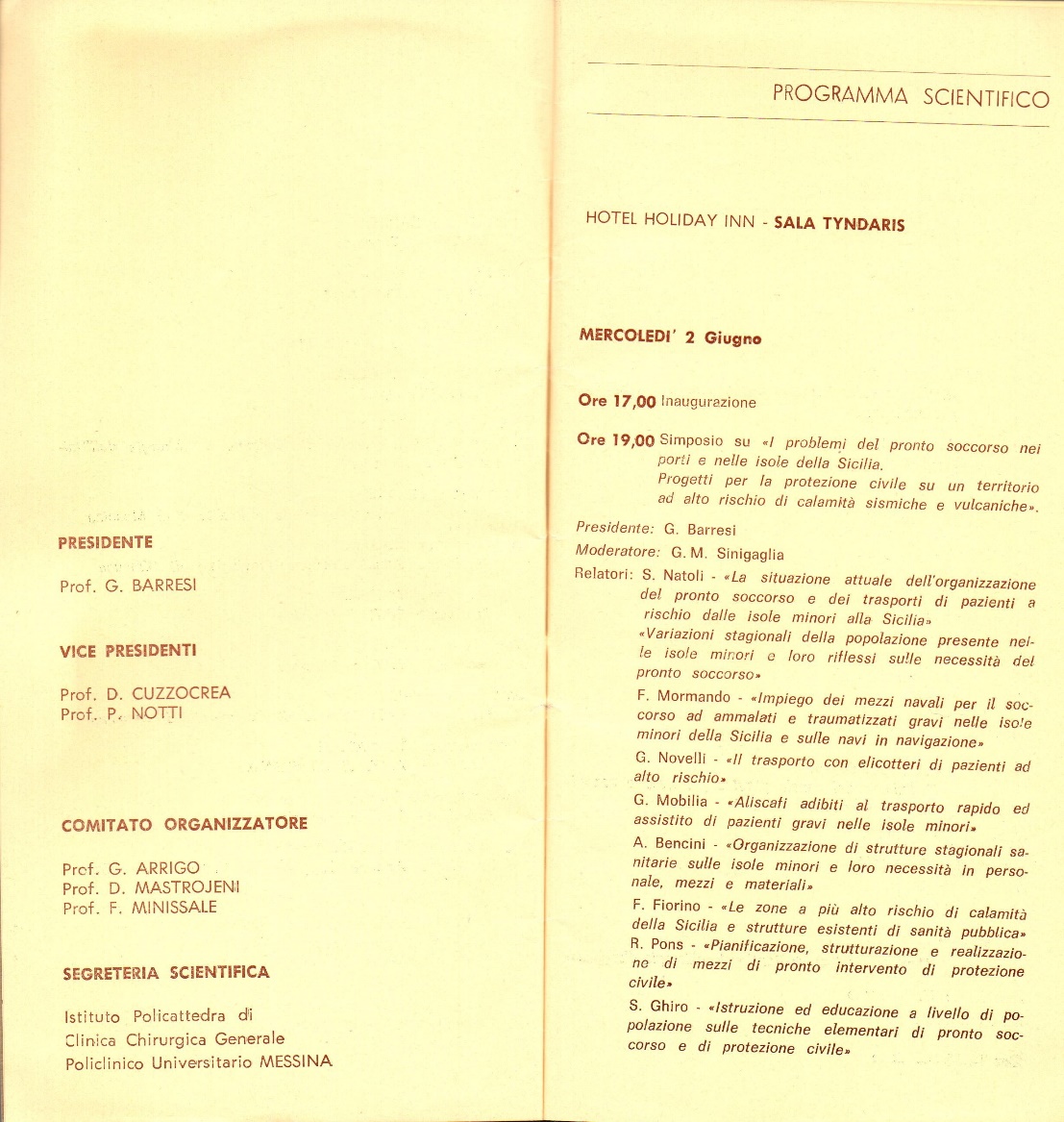 Pagine del programma scientifico del Congresso di Giardini Naxos del 1982